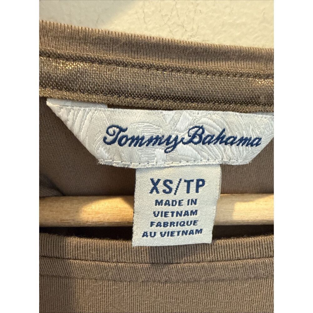 Tommy Bahama Boatneck Taupe 3/4 Sleeve T-shirt Size XS - Picture 2 of 6